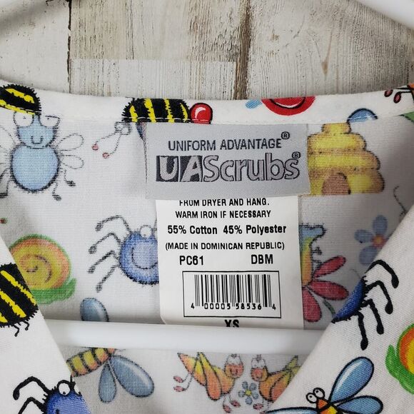 Uniform Advantage Scrub Top Bugs World Print Size XS - Picture 3 of 8